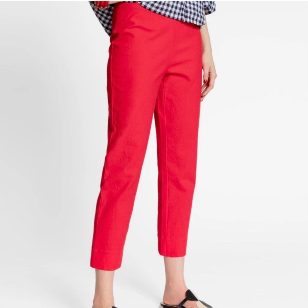 NWT Frances Valentine Petrie Pants Red Cotton Lycra Tapered Ankle - 2